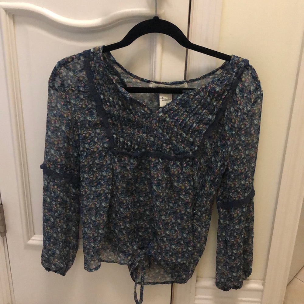 Blue floral top XS